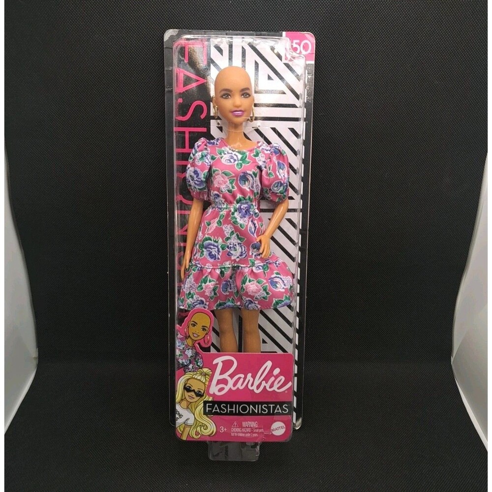 Barbie Fashionistas #150 Bald No Hair Fashion Doll Floral Dress Mattel NEW 2019